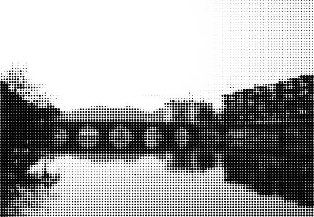 Vector illustration of Vector half tone dots city landscape backgrounds