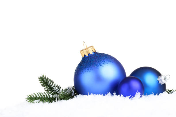 Christmas baubles with fir tree branches on white background