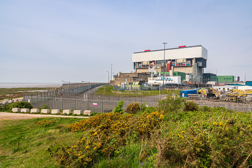 Heysham, Lancashire, England, UK - April 30, 2019: The Heysham Nuclear Power Station