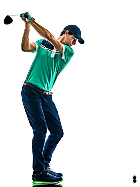 istock Man Golf golfer golfing isolated  white background 1189091186