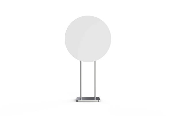 istock Blank signage stand, round information board mock up stand on isolated white background, 3d illustration 1189091220
