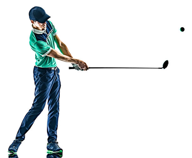 istock Man Golf golfer golfing isolated  white background 1189091242