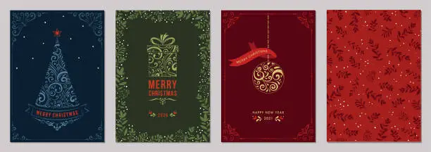 Vector illustration of Christmas Greeting Cards and Templates_12