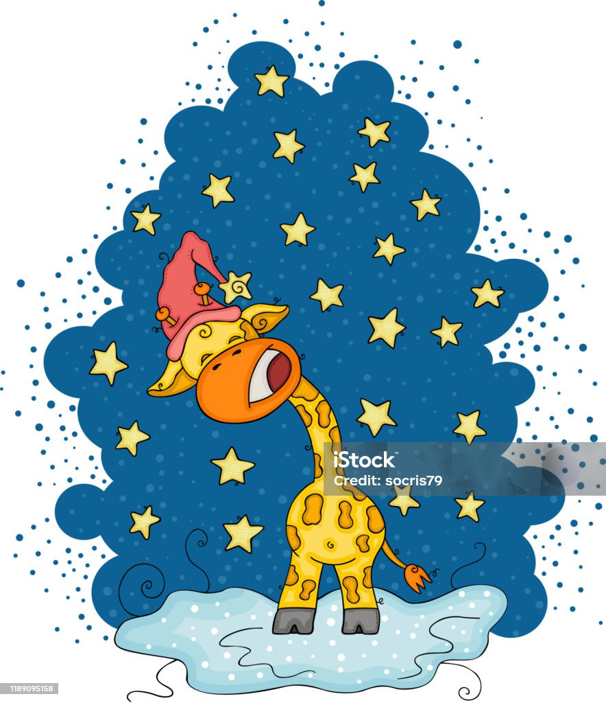Ilustración de Buenas Noches Estrellas Ilustración Azul Con Jirafa Linda y  más Vectores Libres de Derechos de Alegría - iStock