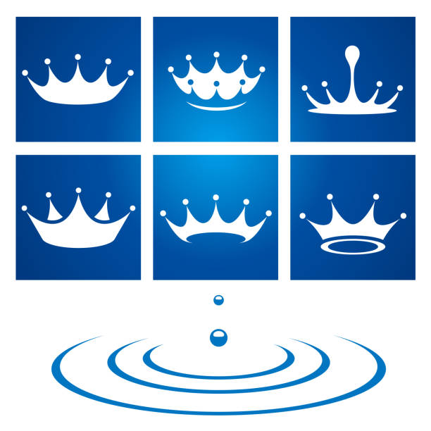 Water crown drop icon A simple icon with a water crown motif. splash crown stock illustrations