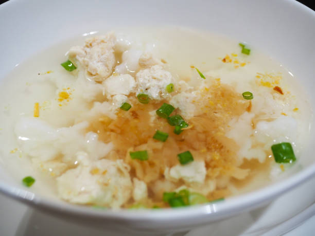 istock Boiled rice with pork asian breakfast 1189098266