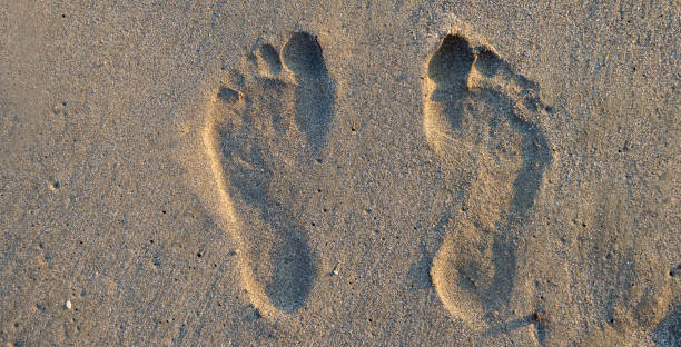 istock trace of a man's foot in sand on beach 1189100422