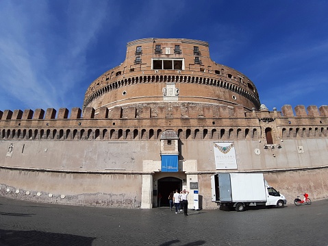 Rome, Lazio, Italy - October 23, 2019: Castel Sant'Angelo from Lungotevere Castello