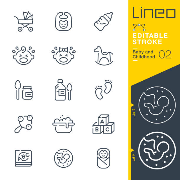 Lineo Editable Stroke - Baby and Childhood line icons Vector Icons - Adjust stroke weight - Expand to any size - Change to any colour pregnancy and childbirth stock illustrations