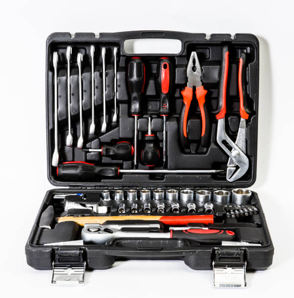 istock Sharp realistic photo of tool kit isolated on whote background 1189103192