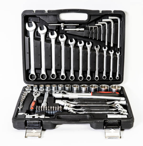 istock Sharp realistic photo of tool kit isolated on whote background 1189104417