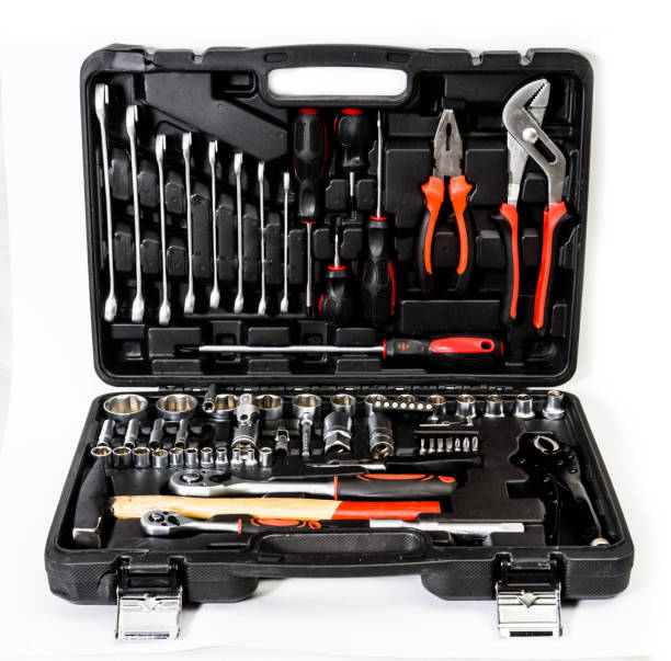 istock Sharp realistic photo of tool kit isolated on whote background 1189104423