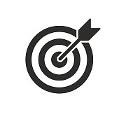 istock Target and arrow vector icon. Dartboard shoot, business aim and target focus symbol stock illustration 1189106364