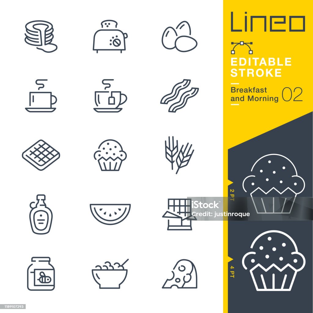Lineo Editable Stroke - Breakfast and Morning line icons - Royalty-free Ícone arte vetorial