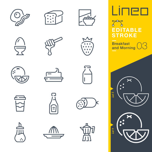 Lineo Editable Stroke - Breakfast and Morning line icons Vector Icons - Adjust stroke weight - Expand to any size - Change to any colour sugar bowl crockery stock illustrations