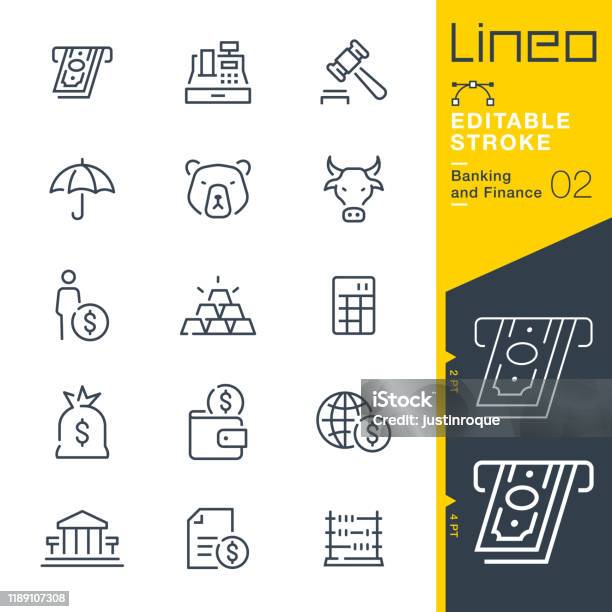 Lineo Editable Stroke Banking And Finance Line Icons Stock Illustration - Download Image Now