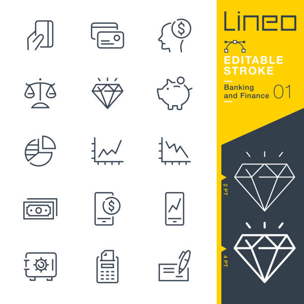 Lineo Editable Stroke - Banking and Finance line icons Vector Icons - Adjust stroke weight - Expand to any size - Change to any colour banking icons stock illustrations