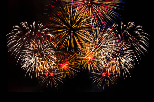 istock Awesome isolated Festive fireworks on a dark background. Can be 1189107844
