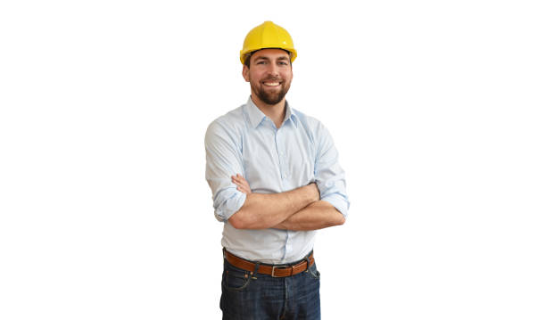istock portrait of a successful engineer in mechanical engineering in industry on white background 1189111460