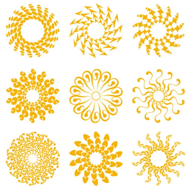 Vector illustration of Abstract Sun Icons