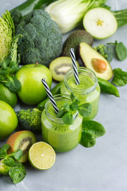 istock Green smoothie with organic ingredients, vegetables 1189115865