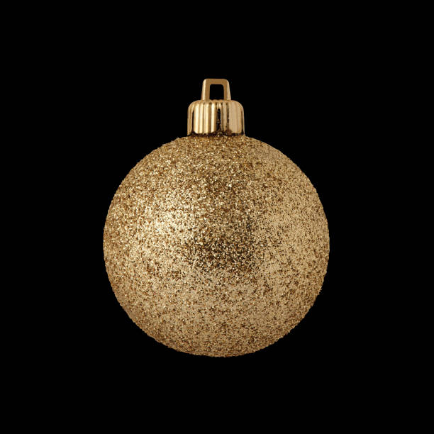 Close-up of One Christmas Ball on black background.