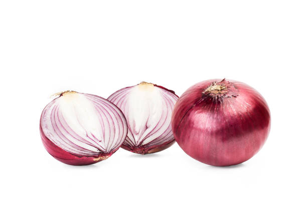istock Purple onions on a white background 1189120462