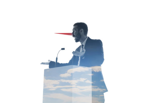 istock Speaker, coach or chairman during politician speech on white background 1189124947