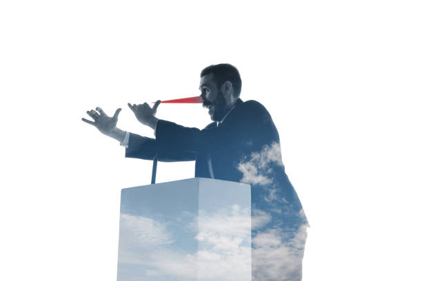 istock Speaker, coach or chairman during politician speech on white background 1189124950