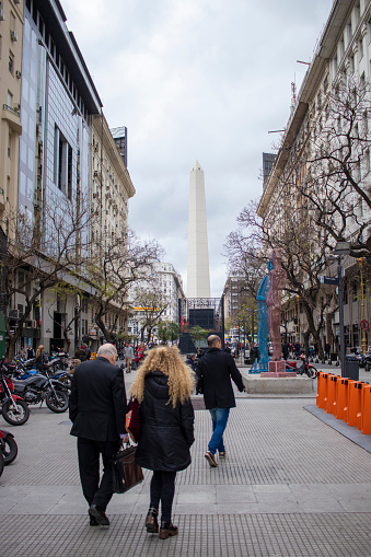 Buenos Aires, Argentina - 15th Oct 2019: People walking through the streets of the city of Buenos Aires in Argentina.