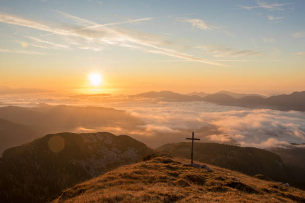 beautiful sunrise in Triglav national park, Bohinj,  Slovenia