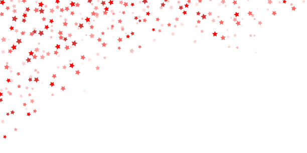 confetti stars background for christmas time EPS 10 vector file showing falling confetti snow stars upper left corner background for christmas time colored red for xmas and new year concepts sterne stock illustrations