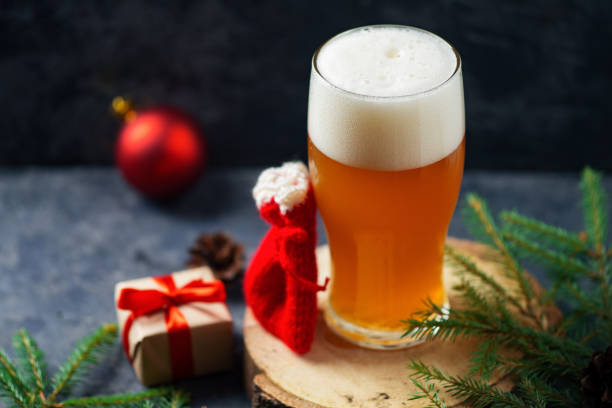 istock Christmas glass beer ale on the table 1189135224
