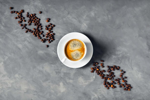 istock One cup of coffee on gray background. 1189136770