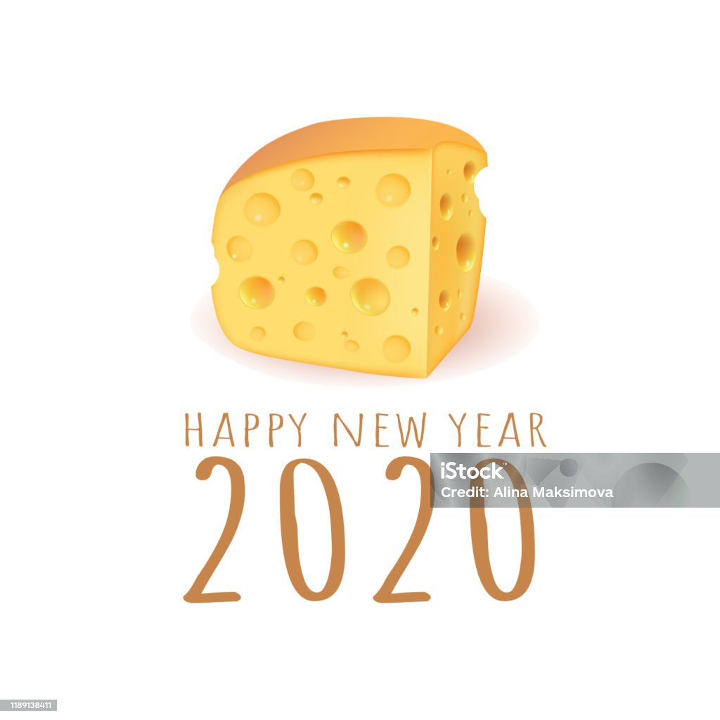 Happy New Year 2020 Vector Cheese Illustration Stock Illustration ...