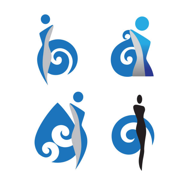 Abstract female figure and koru symbol Abstract female figure and koru symbol, vector set koru stock illustrations