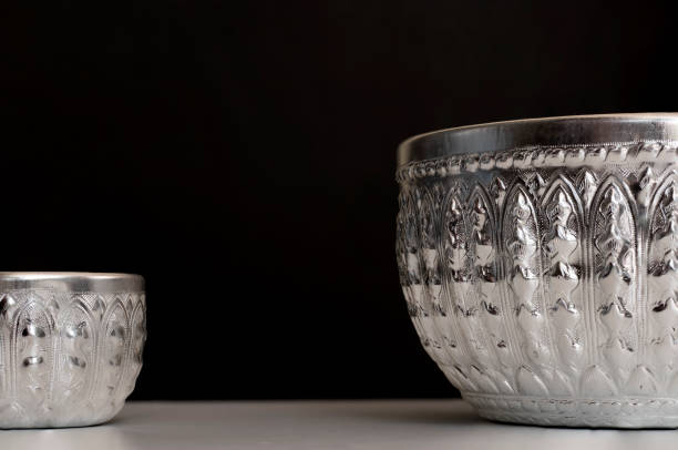 istock Antique silver aluminum water bowl 1189145177