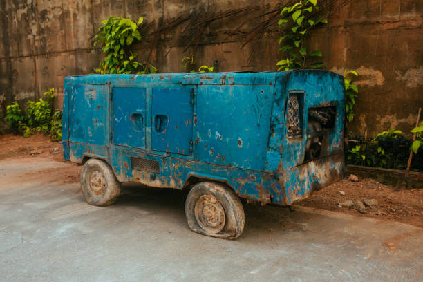 istock Old Electric Transformer on wheels in Asia 1189146188