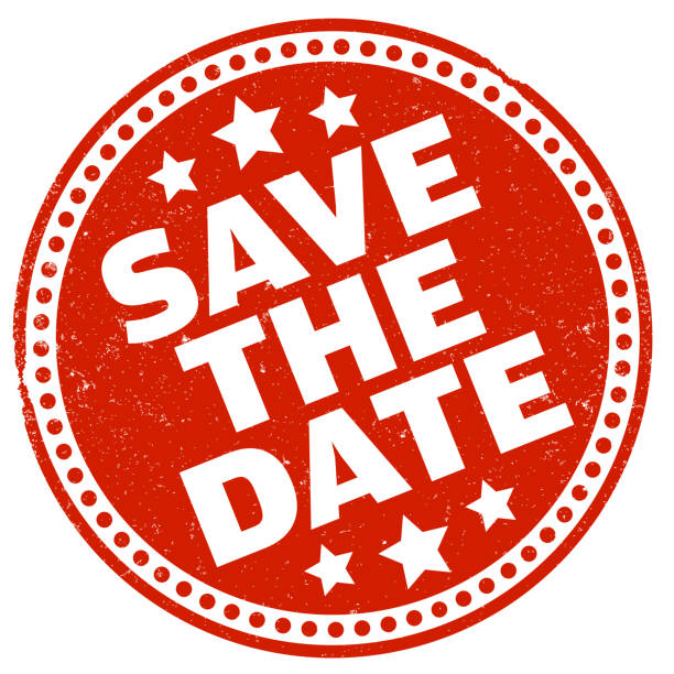 grungy round red rubber stamp with text SAVE THE DATE grungy round red rubber stamp with text SAVE THE DATE vector illustration reminder-stamp stock illustrations