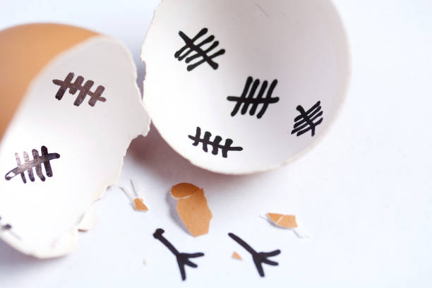 istock Chopped eggshell. It marks the days past. Traces of chicken are visible from the shell. Chicken hatching. On white background. 1189149983
