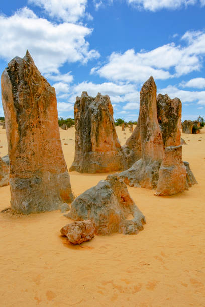 foto de archivo de pinnacles western australia sunset composite - nambung national park fotografías e imágenes de stock