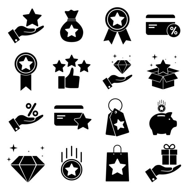 ilustraciones, imágenes clip art, dibujos animados e iconos de stock de programa de fidelización seth icono, logotipo aislado sobre fondo blanco. tarjeta de descuento, tarjeta de regalo, lotería, cupón de descuento - incentivo