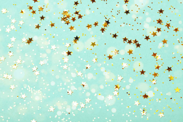 istock Trendy mint background with golden stars 1189157116