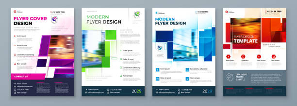 Flyer Template Layout Design. Corporate Business Flyer, Report, Catalog, Magazine Mockup. Creative modern bright concept with square shapes Flyer template layout design. Corporate business annual report, catalog, magazine, flyer mockup. Creative modern bright concept with square shapes. banking patterns stock illustrations
