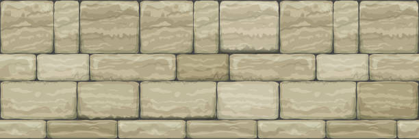 Seamless wide texture of old stone Seamless texture of old stone. Breccia. Classic vintage brickwork of the facade. Vector graphics brick and stone textures stock illustrations