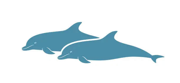 Vector illustration of Dolphin logo. Isolated dolphin on white background.