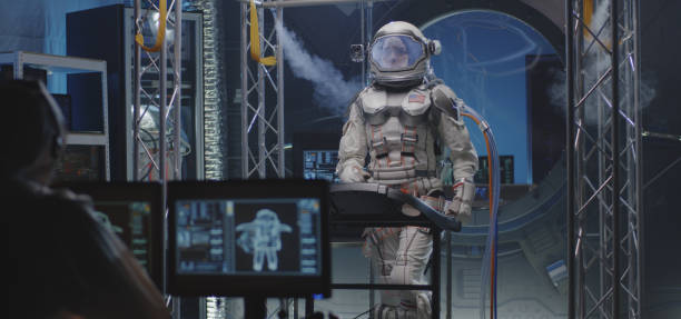 istock Astronaut walking on a treadmill 1189167756