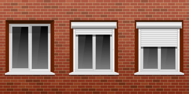 illustrations, cliparts, dessins animés et icônes de fenêtre sur l'illustration de conception de vecteur de mur de brique - seamless brick repetition pattern