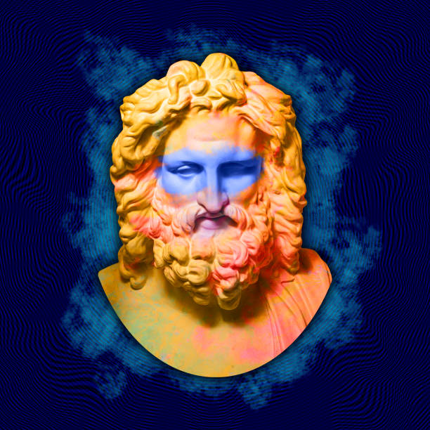 istock Contemporary art concept collage with antique statue head in a surreal style. Modern unusual art. 1189171502