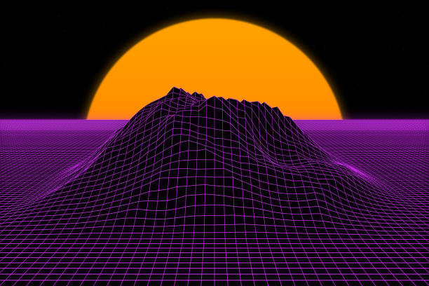 istock Retro futuristic mountain 1189175382